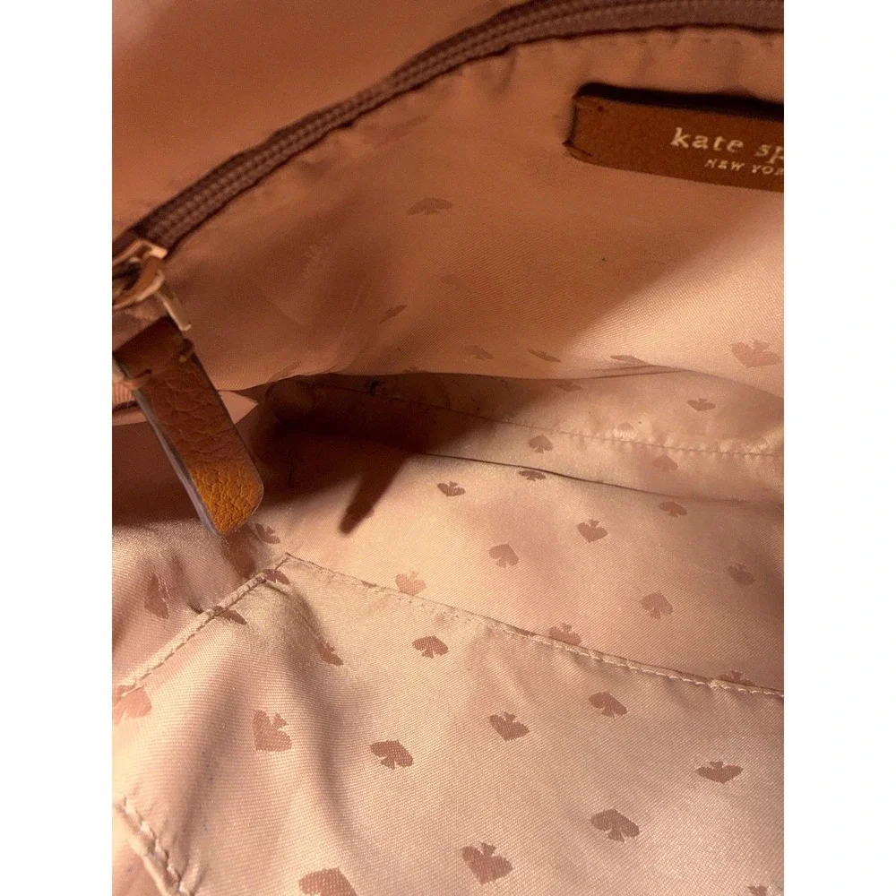 Kate Spade New York Pebbled Leather Crossbody Bag Brown Cognac Zippered Pocket